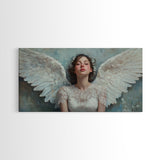 Heavenly Grace Framed Canvas Print with Angel Art Prints and Whimsical Art for Light Pink Wall Art and Romantic Home Decor