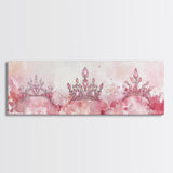Royal Tiaras Canvas Print Pink Abstract Art Whimsical Decor Goddess Art Wall Art Bedroom Art Princess Aesthetic Horizontal Decor