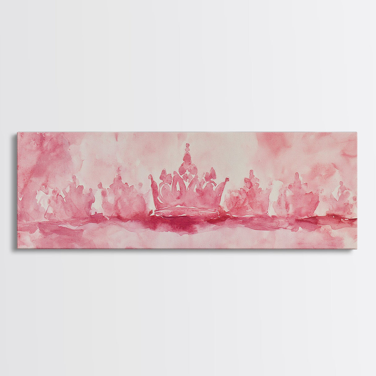 Pink Crown Canvas Print Minimalist Art Abstract Pink Wall Art Light Pink Bedroom Decor Princess Aesthetic Whimsical Art Wall Art