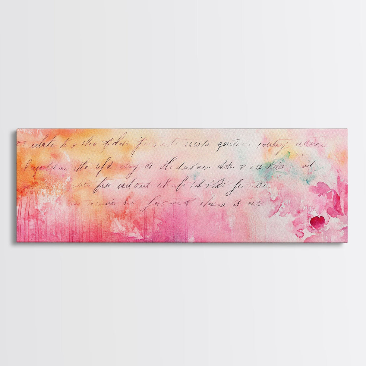 Abstract Script Canvas Print Pink Orange Wall Art Light Pastel Decor Modern Bedroom Artistic Boho Minimalist Horizontal Art