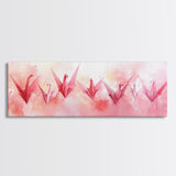 Origami Cranes Canvas Print Pink Wall Art Whimsical Decor Artistic Living Room Boho Minimalist Style Bedroom Gift Idea Artwork