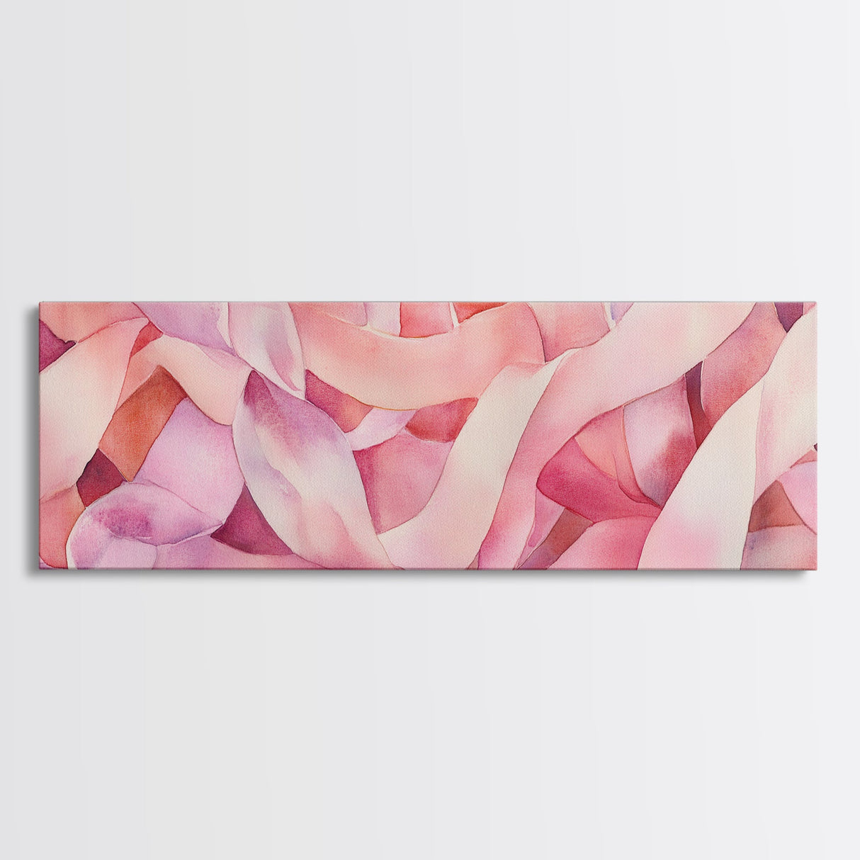 Light Pink Ribbon Abstract Canvas Print, Minimalist Wall Art, Living Room Art, Pastel Home Decor, Pink Abstract Art, Above Sofa Art