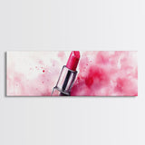Pink Lipstick Art Canvas Print, Modern Makeup Wall Art, Feminine Decor, Light Pink Abstract Art, Whimsical Beauty Art