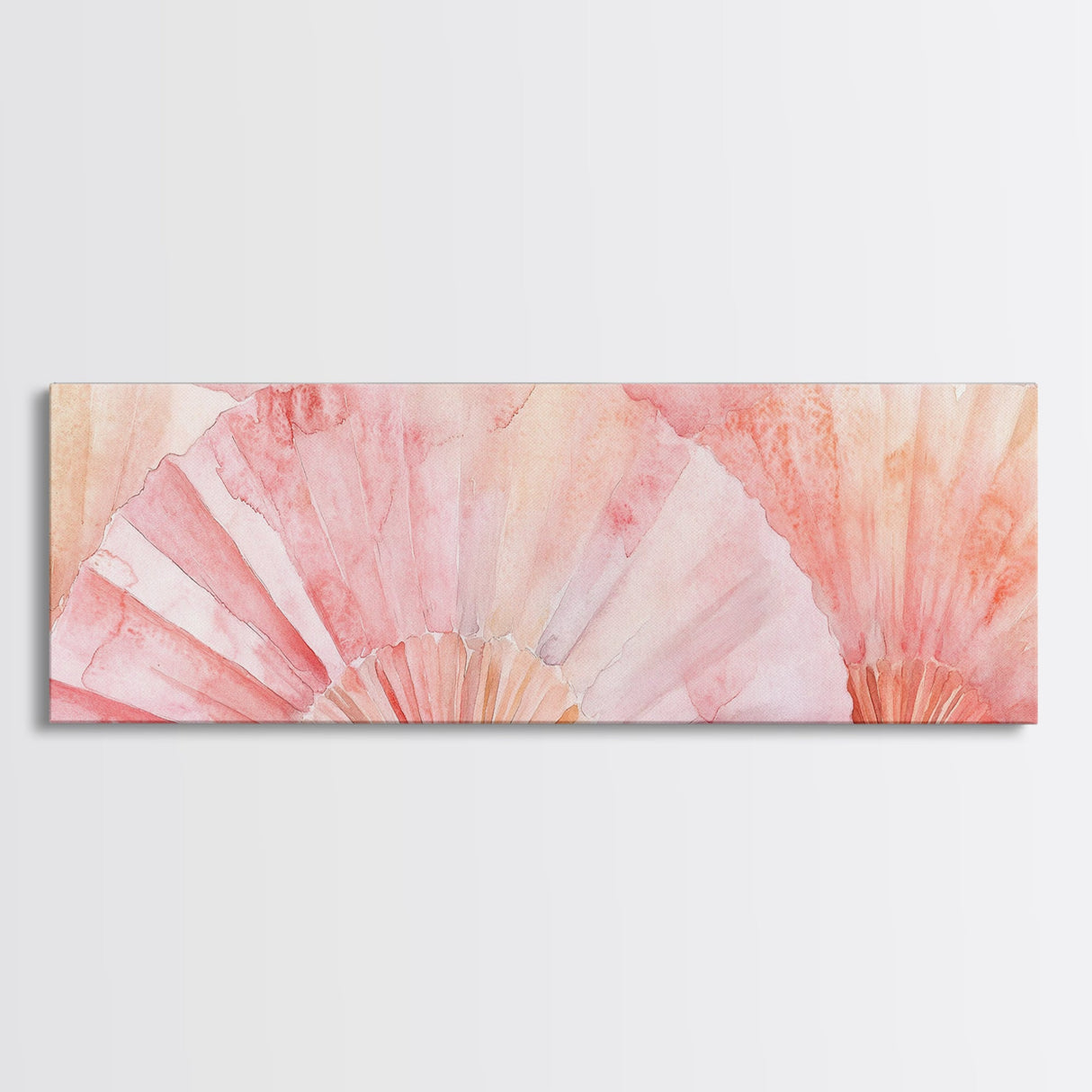 Framed Canvas Print Light Pink Abstract Fan Art Coastal Cowgirl Wall Art Minimalist Rustic Decor Living Room Art Horizontal Painting