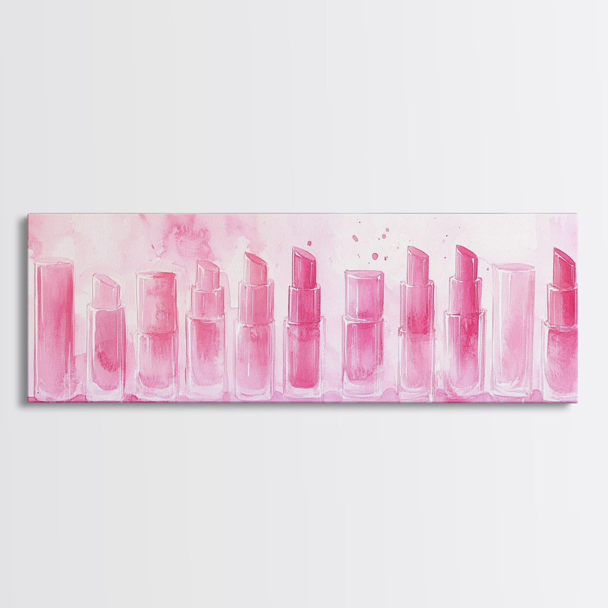 Pink Lipstick Wall Art, Canvas Print, Feminine Beauty Decor, Whimsical Art, Perfect Gift Idea, Above Desk Artwork, Makeup Room Style