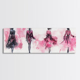 Fashion Silhouette Canvas Print Whimsical Art Pink Abstract Wall Art Minimalist Women’s Fashion Wall Art Bedroom Art Decor