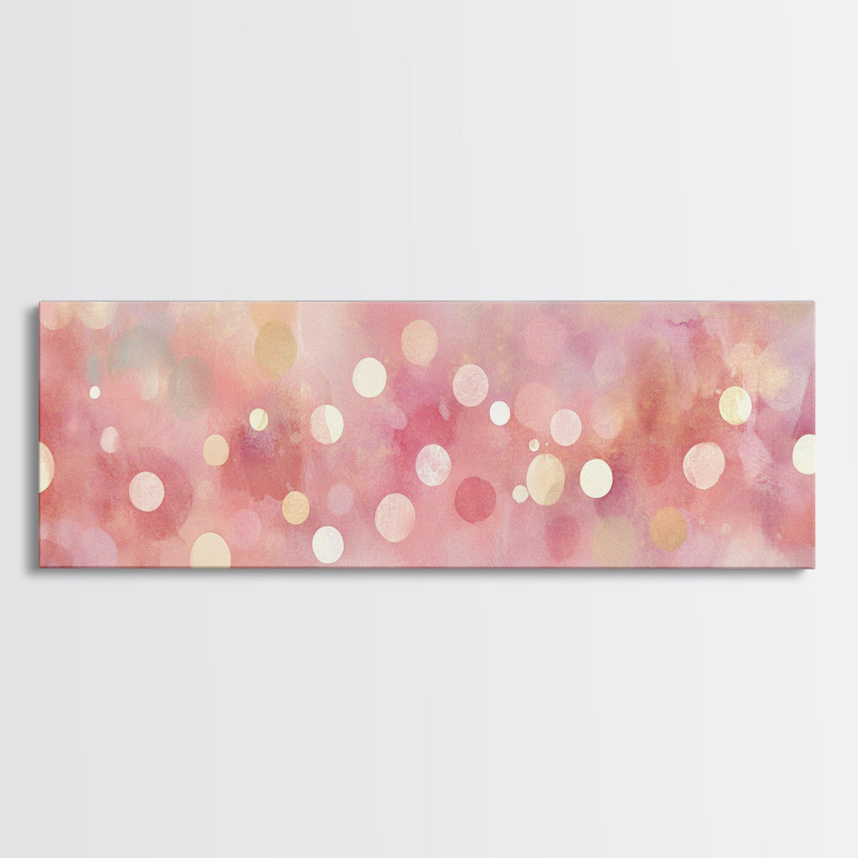 Framed Canvas Print of Light Pink Abstract Art with Geometric Circles Perfect as Dorm Wall Art or Minimalist Bedroom Wall Decor