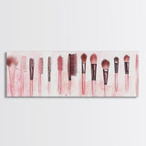 Framed Canvas Print of Makeup Brushes and Combs in Pink Ideal Gift Idea with Whimsical Art for Vanity or Beauty Room Wall Decor