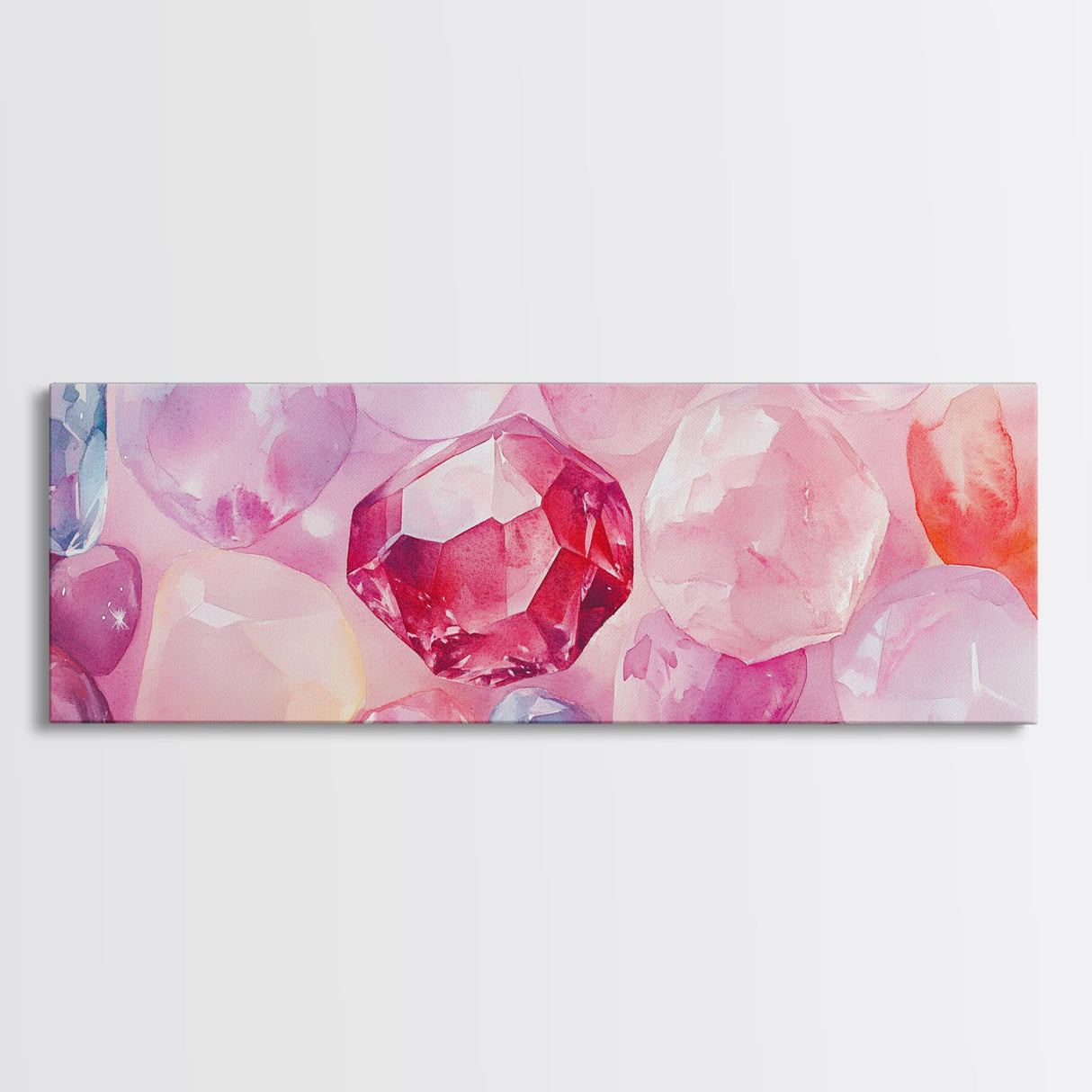Gemstone Art Canvas Print, Pink Wall Art for Dorm, Light Pink Abstract Art, Whimsical Home Decor, Bedroom or Living Room Gift Idea