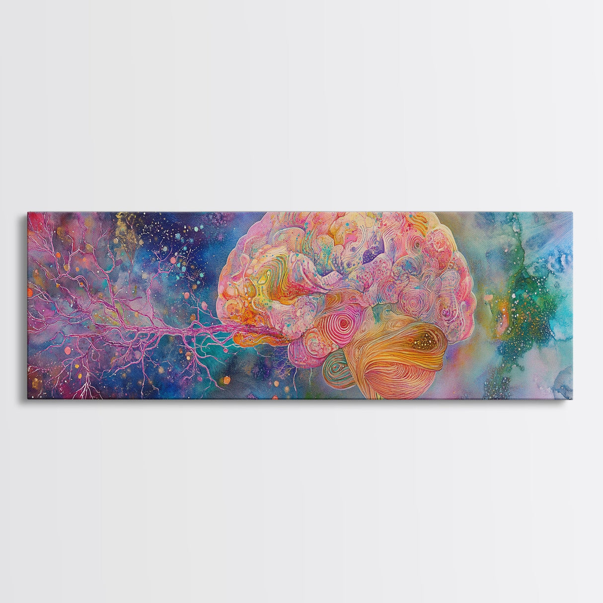 Galaxy Brain Framed Canvas Print Therapy Art Science Abstract Art Cosmic Decor Above Couch or Bed Wall Art Unique Gift for Him