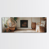 Framed Canvas Print Cozy Farmhouse Art Rustic Decor Wicker Charm Living Room Above Sofa Wall Art Warm Tones Gift Idea
