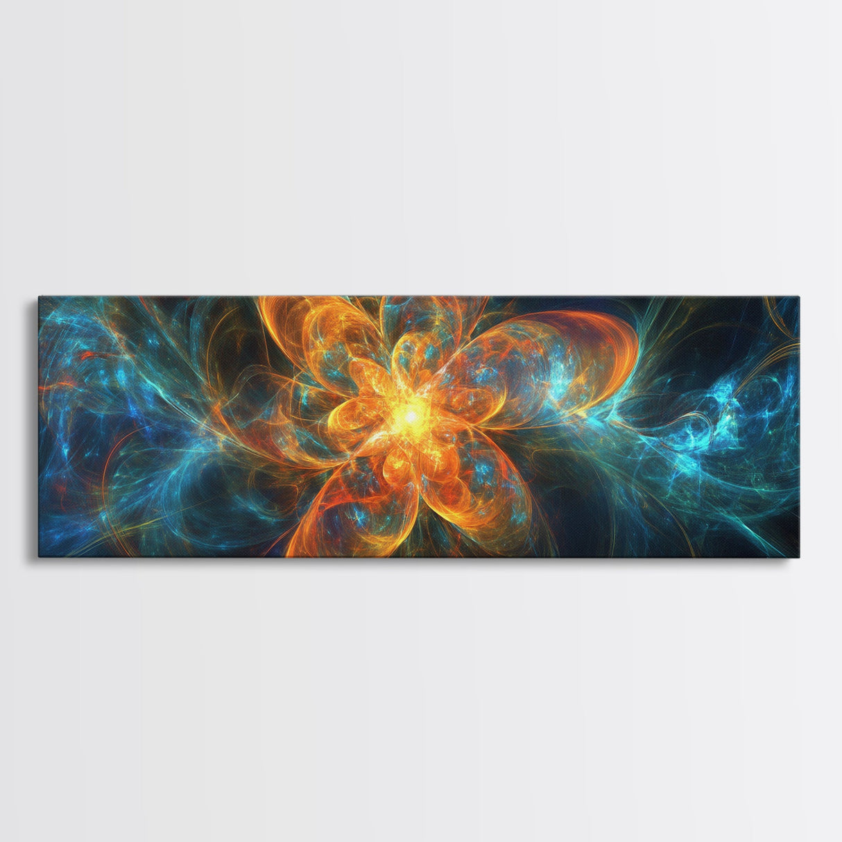 Fiery Blossom Framed Canvas Print Blossom Painting Artwork Nature-Inspired Wall Art Living Room Horizontal Decor