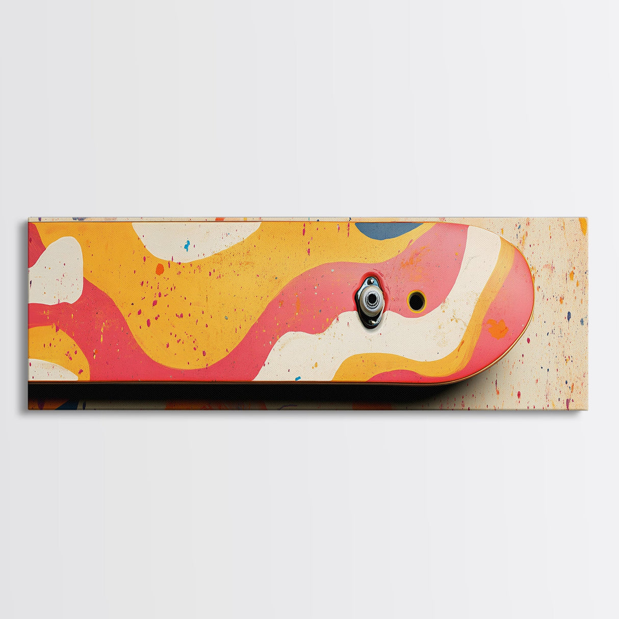 Vibrant Pop Art Skateboard Canvas Print - Abstract Graffiti Wall Art, Retro Colorful Teen Room Decor, Urban Bedroom Accent Piece