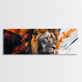 Vibrant Lion Abstract Framed Canvas Print, Lion Wall Art, Colorful Painting, Rustic Wall Art, Gift Idea, Above Couch Art, Living Room Decor