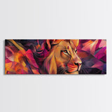 Majestic Lion Glow Framed Canvas Print, Vibrant Wall Art, Rustic Painting, Bedroom Decor, Gift Idea, Above Couch Art, Living Room Art