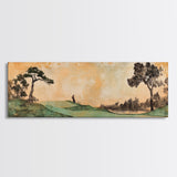 Japanese-Inspired Golf Scene Framed Canvas Print – Rustic Decor, Golf Art, Panoramic Art, Horizontal Wall Art, Gift Idea For Him