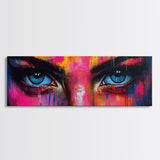 Vibrant Eyes Abstract Canvas Print, Modern Whimsical Wall Art, Colorful Art Gift Idea Bedroom Boho Artistic Expression Decor