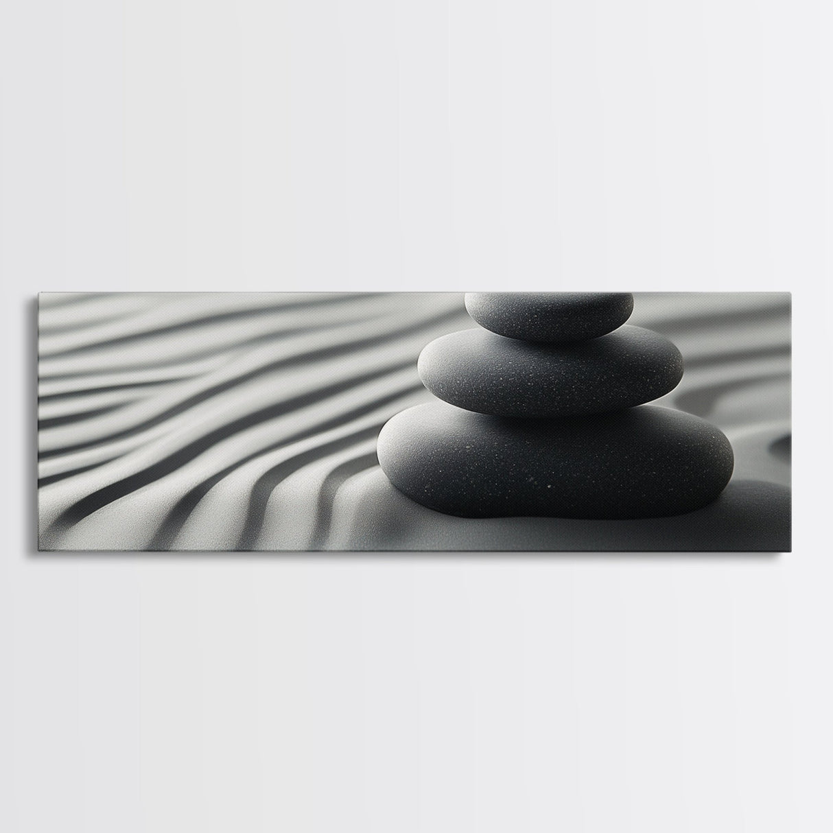 Coastal Harmony Framed Canvas Print Tranquil Pebbles Zen Reflection Nautical Decor Above Couch Living Room Wall Art