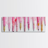 Abstract Pink Pens Framed Canvas Print - Whimsical Art, Light Pink Dorm Wall Decor, Vertical Art Gift Idea, Unique Living Room Canvas Print