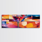 Martini Glass Framed Canvas Print Martini Wall Art Abstract Modern Cocktail Art Kitchen Bar Decor Bold Geometric Wall Artwork