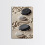 Black White Zen Stones Canvas Print Minimalist Zen Wall Art Wabi Sabi Artwork Rustic Zen Decor Living Room Art Bedroom Artwork