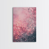 Soft Pink Glow Framed Canvas Print | Cherry Blossom Painting | Light Pink Wall Art | Wabi Sabi Art | Above Sofa Decor | Living Room Art