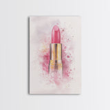 Radiant Pink Lipstick Canvas Print | Feminine Wall Art | Makeup Lover Decor | Modern Minimalist Art | Bathroom Accent | Gift Idea Her