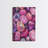 Gemstone Painting Canvas Print Vibrant Abstract Art Geometric Wall Art Pink Orange Wall Art Living Room Decor Modern Aesthetic
