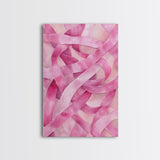 Abstract light pink wall art modern ribbons canvas print perfect addition to minimalist aesthetic boho decor vertical skinny art