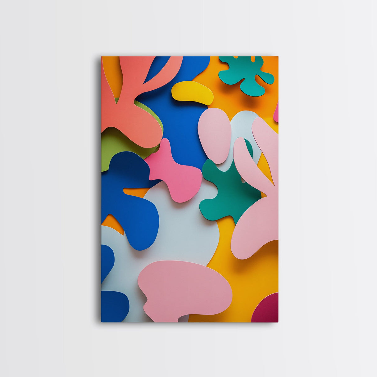 Bold Abstract Organic Shapes Canvas Print, Contemporary Chinoiserie Wall Art, Vibrant Boho and Minimalist Design for Modern Spaces