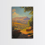 Rustic Mountain Landscape Framed Canvas Print Southwest Wall Art Above Sofa Rustic Decor Gift Idea Living Room Art Landscape Painting