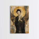 Ethereal Angel Framed Canvas Print Dark Angels Wall Art Goddess Art Print Rustic Wall Art Sacred Geometry Art Spiritual Decor Bedroom Art