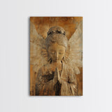 Serene Angel Sculpture Framed Canvas Print Angels Wall Art Rustic Wall Art Therapy Art Sacred Peaceful  Art Living Room Décor