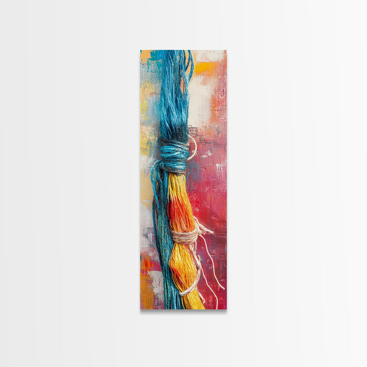 Abstract Yarn, geometric wall art, colorful painting, textured art, boho art, pink orange wall art, Canvas Print