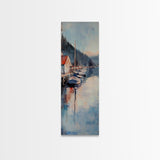 Harbor Boats, Nantucket painting, seascape painting, lake Tahoe art, rustic wall art, gift idea for her, Canvas Print, living room art