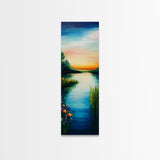 Sunset Lake, Smoky Mountain Art, Moody Art, Panoramic Art, Above Couch Art, Coastal Wall Art, Tall Narrow Art, Canvas Print