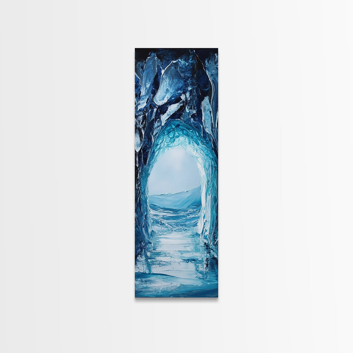 Ice Cave, Seascape Painting, Nautical Decor, Coastal Landscape Art, Blue and Green Wall Art, Abstract Art, Framed Canvas Print