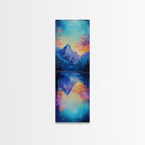 Mountain Reflection, landscape painting, lake Tahoe art, moody art, bedroom art, gift idea for him, Framed Canvas Print