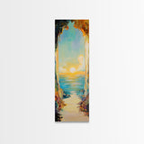 Sunset Cove, coastal painting, ocean view, seascape painting, nautical decor, coastal wall art, Framed Canvas Print