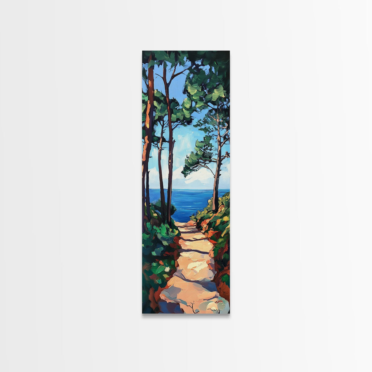 Coastal Path, Pine Tree Art, Nautical Wall Art, Coastal Decor, Living Room Art, Gift Idea for Her, Framed Canvas Print
