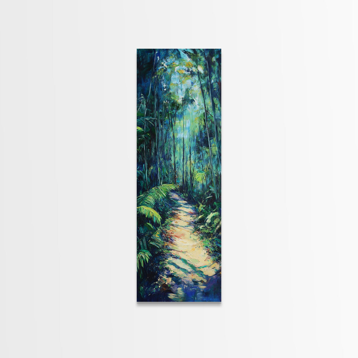 Jungle Pathway, Forest Painting, Moody Art, Botanical Prints, Nature Wall Art, Above Sofa Art, Tall Narrow Art, Canvas Print