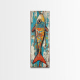 Koi fish painting, colorful fish art, nautical decor, rustic art, coastal cowgirl wall art, tall narrow art, canvas print