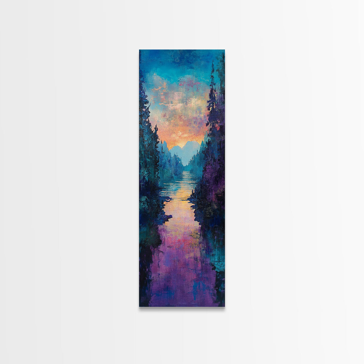 Twilight Mountain, smoky mountain art, pine tree art, framed canvas print, moody art, landscape painting, above bed wall art