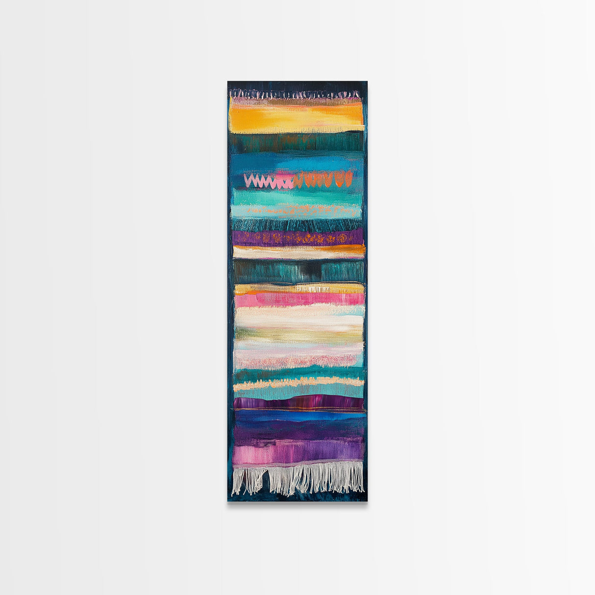 Textile Abstract, Colorful Patterns, Woven Design, Framed Canvas Print, Moroccan wall art, geometric wall art, boho art, vibrant art