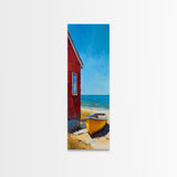 Beach house, Nantucket painting, coastal landscape art, framed canvas print, nautical decor, seascape painting, farmhouse art