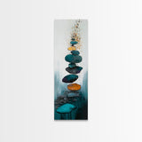 Zen Stones, minimalist art, zen wall art, wabi sabi art, sage green wall art, extra wide art, tall narrow art, Canvas Print, boho art
