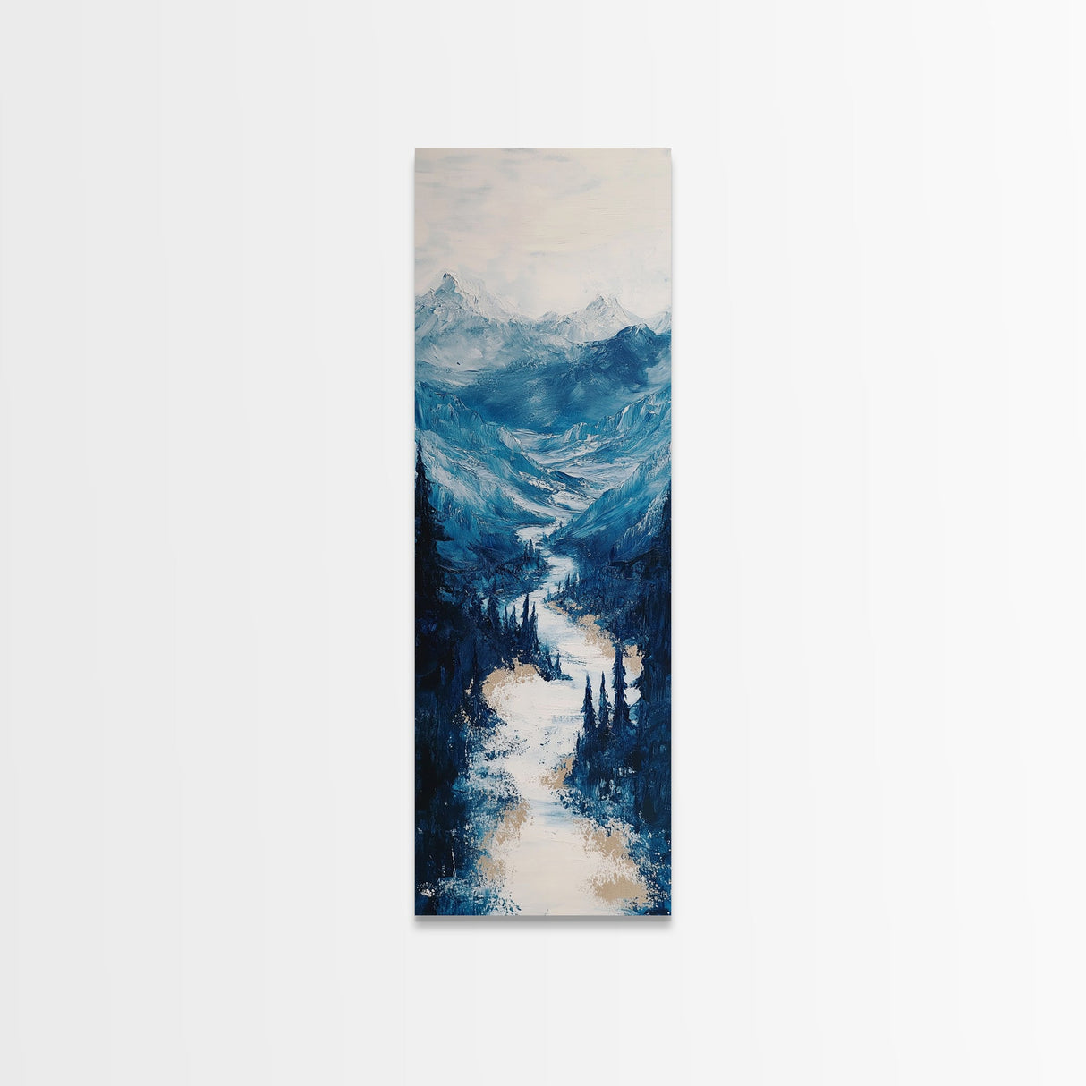 Blue Mountains, mountain painting, landscape painting, extra wide art, panoramic art, minimalist art, Canvas Print