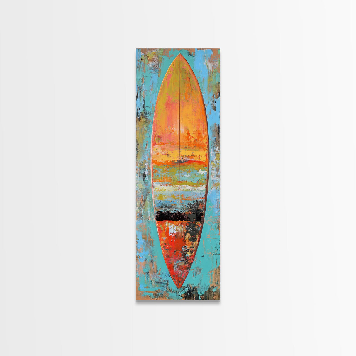 Surfboard Painting, Ocean Art, Canvas Print, Coastal Cowgirl Wall Art, Beach House Art, Tropical Art, Long Narrow Art