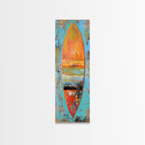 Surfboard Painting, Ocean Art, Canvas Print, Coastal Cowgirl Wall Art, Beach House Art, Tropical Art, Long Narrow Art