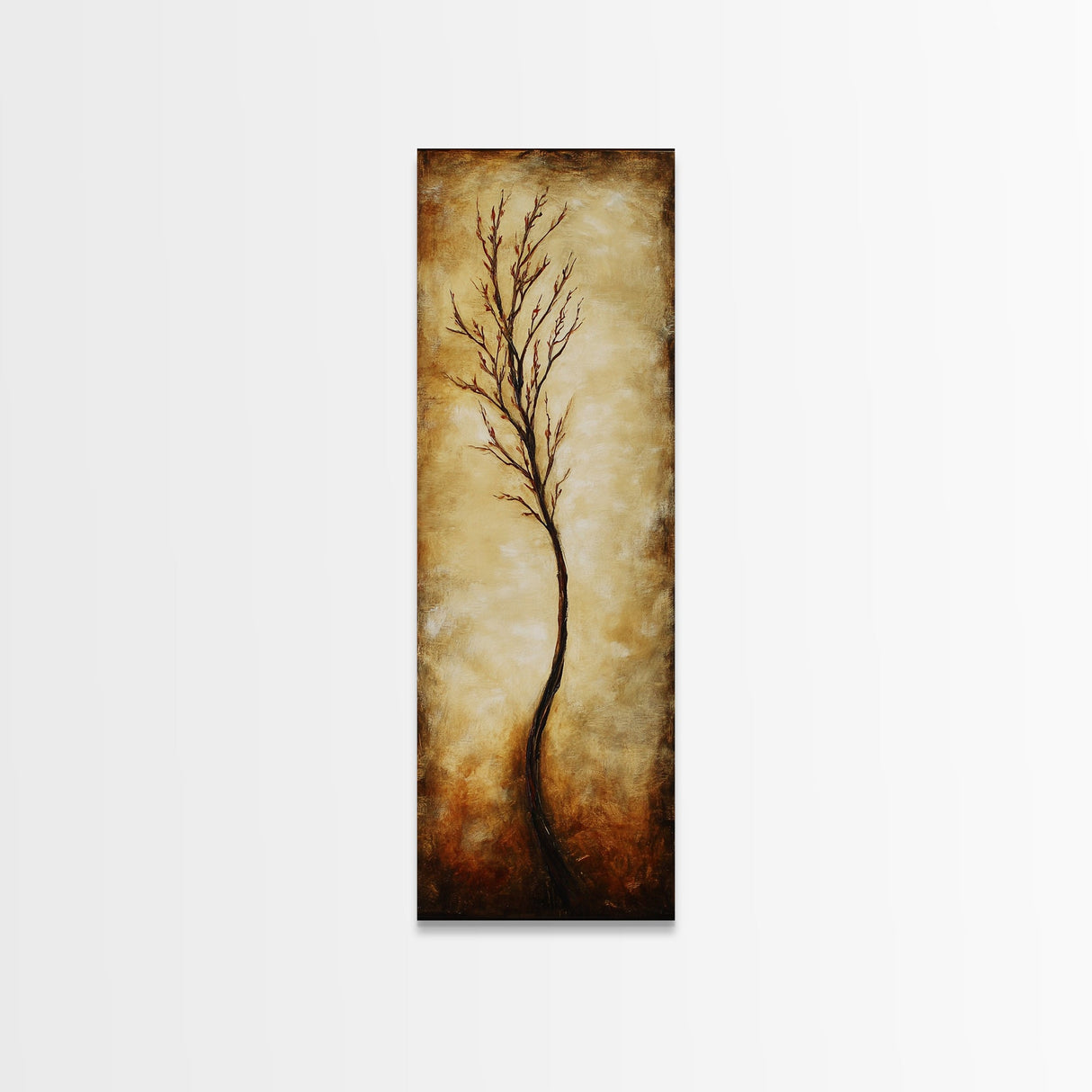 Minimalist Tree, birch tree painting, rustic wall art, farmhouse art, wabi sabi wall art, framed canvas print, vertical wall art